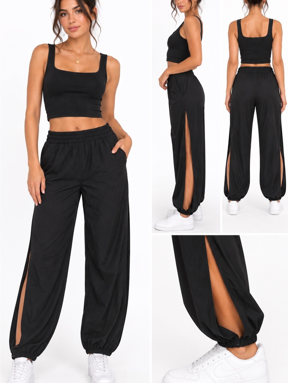 SHEIN Black Side-Slit Jogger Pants – Size Medium